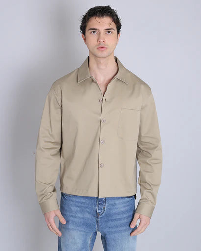 Camicia Giacca Cropped in Gabardine