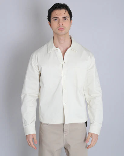 Camicia Giacca Cropped in Gabardine